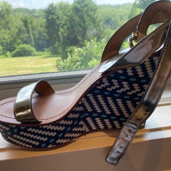 Coach Brand Navy and White Wedges - Picture 5 of 5